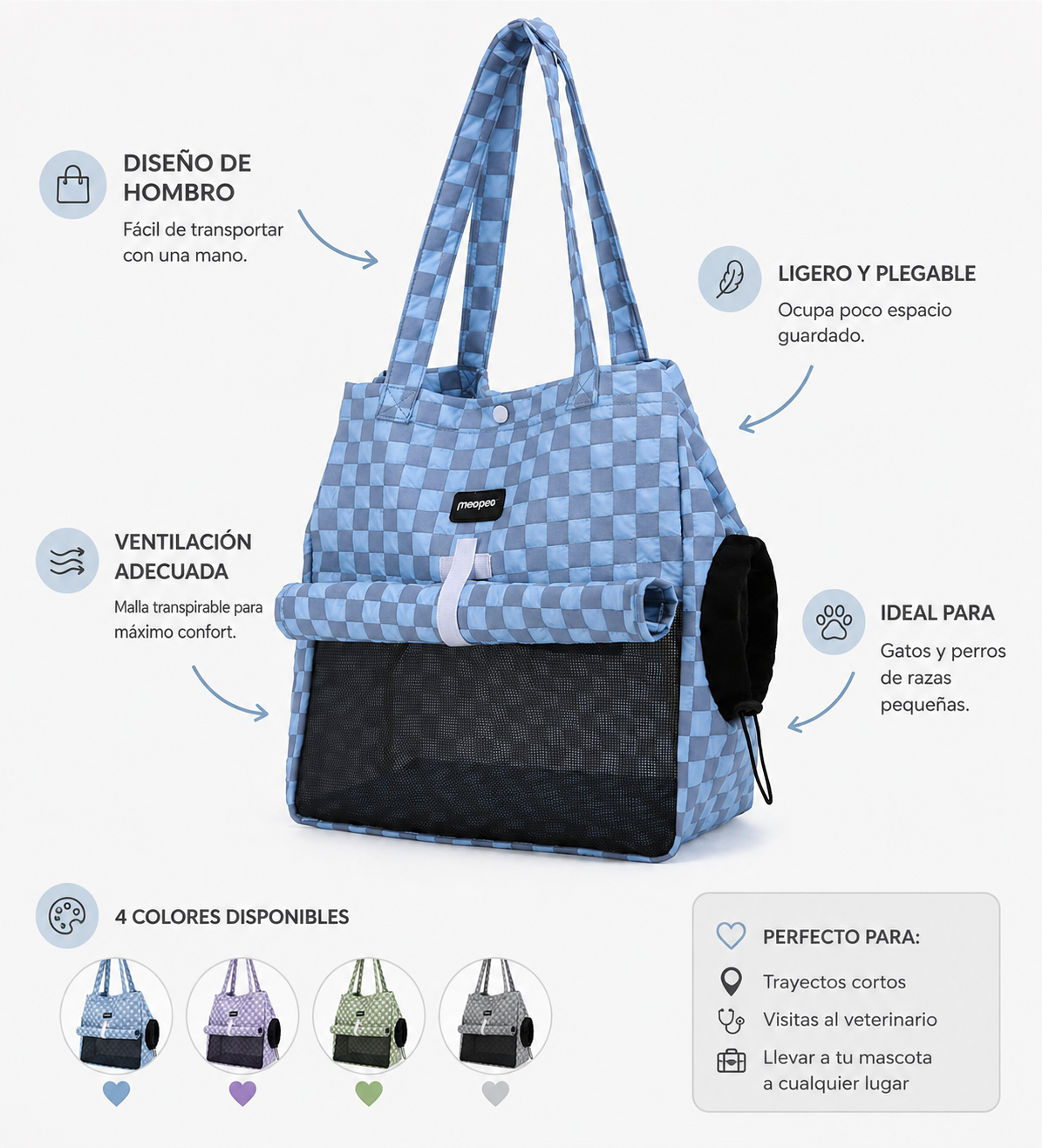 Bolso Portátil para Perros y Gatos | Transportín de Hombro | Deterrajaras